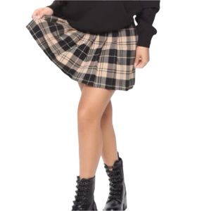 Pleated Plaid Mini Skirt